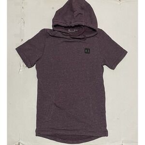 Under Armour Maroon Hoodie Fitted Short Sleeve Sweatshirt Size S Women Pocket